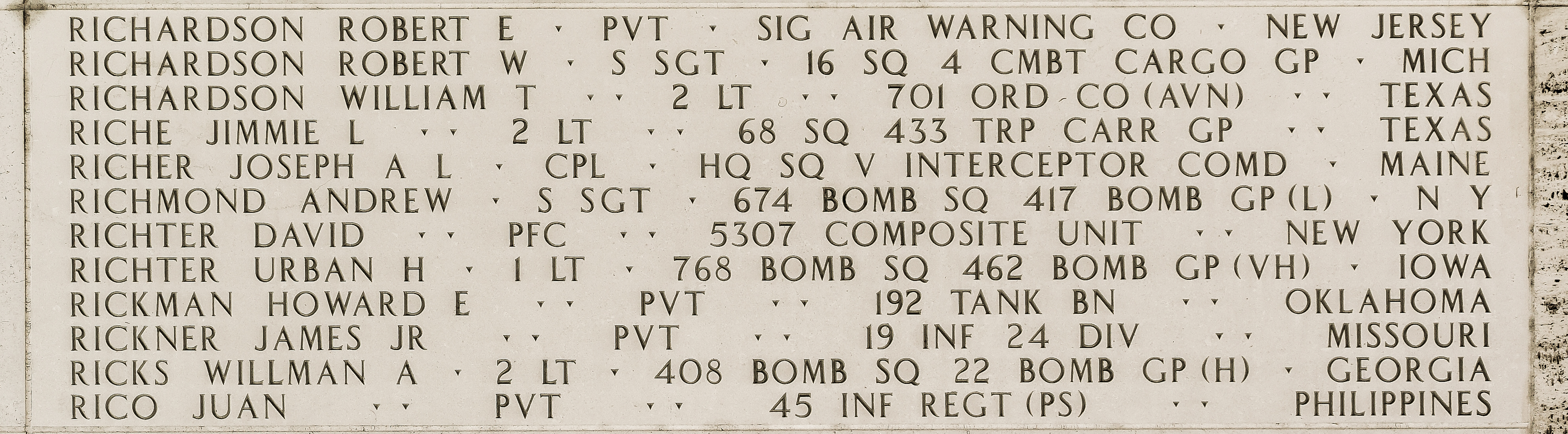 Urban H. Richter, First Lieutenant